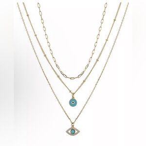 Unwritten Gold and Turquoise Evil Eye Necklace Set
